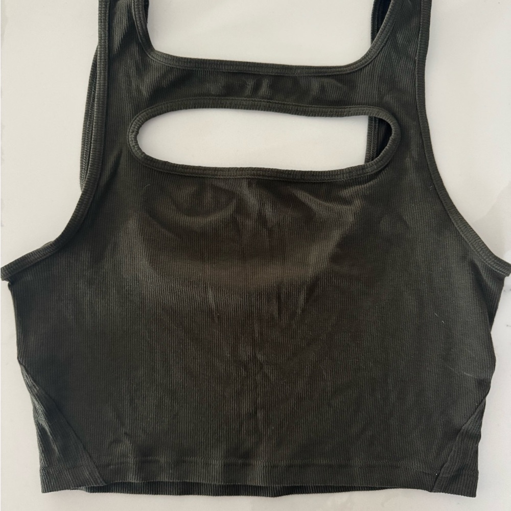 Olive Green Cutout Tank Top